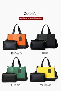 Vue détaillée du lot de 2 sacs à main en similicuir gaufré disponible en quatre coloris