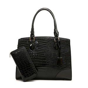 Sac À Main Et Portefeuille En Cuir PU À Motif Crocodile Rétro Élégant Grande Capacité Sac De Travail Femme