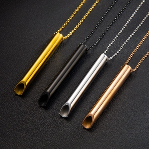 Collier Sifflet De Méditation Pendentif De Respiration En Pleine Conscience Soulagement Du Stress Acier Inoxydable Bijoux