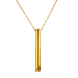 Collier avec pendentif sifflet de méditation en acier inoxydable plaqué or 18k pour homme