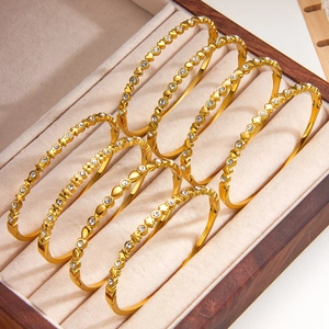 Edelstahl Herz Kleeblatt Strass Armreif Für Damen Vergoldet Zirkonia Wassertropfen Vintage Mode Schmuck Geschenk