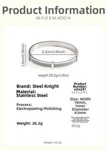 Detail view of 10mm mesh pattern stainless steel bangle with dimensions and specs