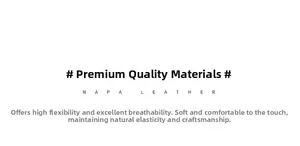 Detail of premium Napa leather texture with high flexibility and breathable soft finish