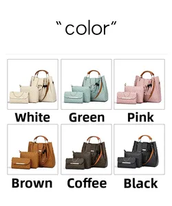 Three-piece women's handbag set featuring classic checkerboard pattern in six colors
