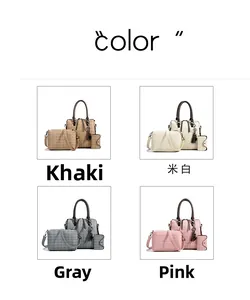 Three-piece handbag set featuring tote, crossbody bag, and wallet in four color options