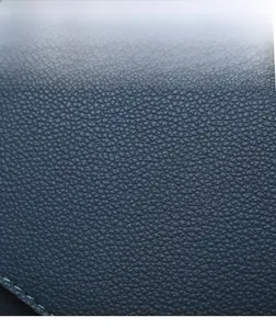 Detailed macro shot showing the premium dark grey pebble grain leather texture and stitching