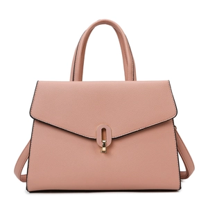 Women Fashion PU Leather Handbag Litchi Grain Crossbody Bag Trapezoid Top Handle Shoulder Bag With Metal Buckle For Work