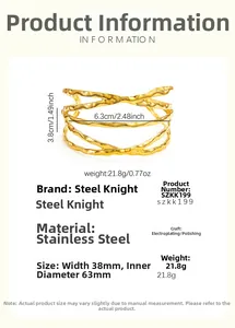 Spécifications détaillées de taille et poids pour le bracelet doré à lignes ajourées