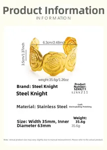 Dettaglio del bracciale rigido regolabile in acciaio inossidabile placcato oro 18k con rose