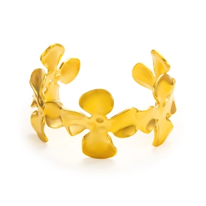 Bracelet jonc trèfle plaqué or 18 carats en acier inoxydable minimaliste pour femme
