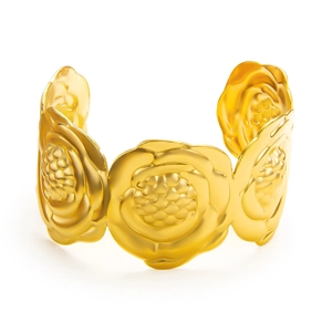 Bracciale rigido esagerato in acciaio inossidabile 18k con rose 3D per donne elegante