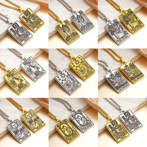 Tarot Card Pendant Necklace 304 Stainless Steel Vintage Mystery Gilded Jewelry For Men Women Unisex Fashion Accessory