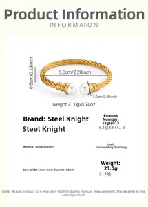Diagramma tecnico per bracciale ritorto in acciaio inossidabile con perle