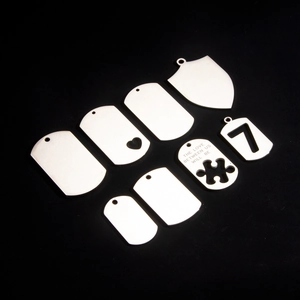 Stainless Steel Military Dog Tag Pendant DIY Polished Blank Necklace For Men Women Pet Identification Jewelry