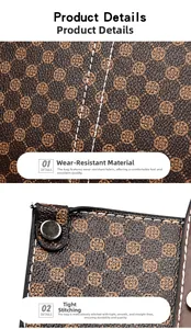 Detail of wear-resistant dark brown fabric with clover pattern and precise white stitching