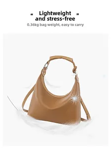 Brown hobo shoulder bag featuring lightweight 0.36kg design and pebble leather texture