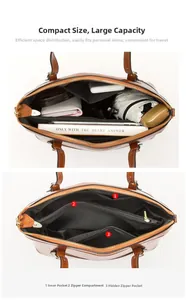 Detail view of the interior compartment featuring zipper pockets and large storage space