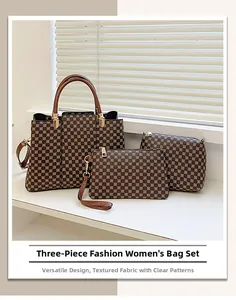 Set borse da donna 3 pezzi composto da borsa a mano, tracolla e pochette con motivi grafici