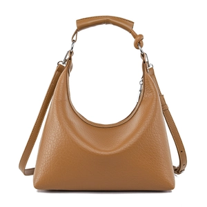 Women Hobo Shoulder Bag Lychee Texture PU Leather Underarm Tote With Knot Handle Adjustable Strap Minimalist Chic