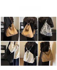 Canvas hobo tote bag shown in multiple angles featuring various colors and wide straps