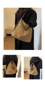 Detailed view of adjustable metal buckles on khaki canvas bag for shoulder and backpack modes