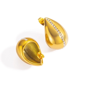 Boucles d'oreilles gouttes en titane plaqué or 18 carats avec incrustations de zircones