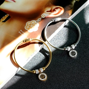 18K gold and silver tree of life snake chain bracelets with sparkling rhinestones