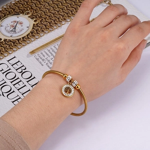 18K gold plated tree of life snake chain bracelet with sparkling rhinestone charms