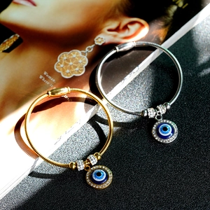 18K gold and silver snake chain bracelets with sparkling crystal Evil Eye charms