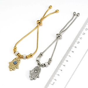 Pulseras Mano de Fátima en acero inoxidable chapado en oro 18K con cierre ajustable