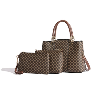 Set di Borse da Donna con Monogramma Vintage Grande Capacità in Pelle PU Borsa Tote Borsa a Tracolla e Pochette per Ufficio