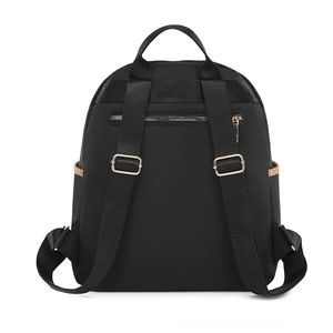 Modern black waterproof oxford cloth backpack for women featuring adjustable straps and gold zippers