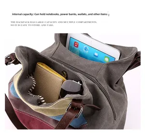 Vue intérieure d'un sac cabas en toile multicolore montrant une grande capacité