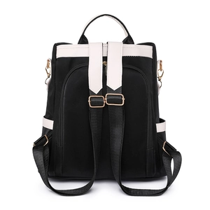 Minimalist large capacity women's backpack with color blocking and anti-theft back pocket