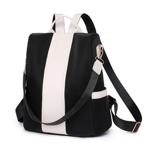Fashionable black and white contrast backpack with adjustable straps and large capacity