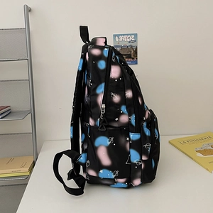 Minimalist nylon backpack with colorful star pattern and Beautiful print for college students