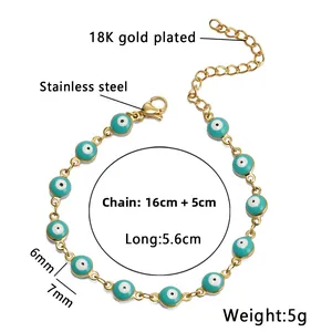 Detail zum Evil Eye Armband mit 16+5cm Länge und 18K vergoldeter Edelstahlkette
