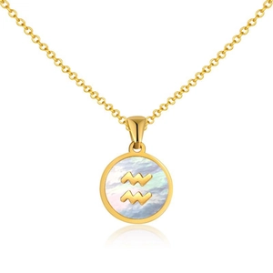 Collana Acquario in acciaio inossidabile placcato oro 18K con ciondolo in madreperla