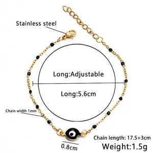 Dettaglio del bracciale Evil Eye in oro 18K con misure e chiusura a moschettone regolabile