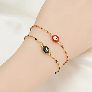 Set di braccialetti malocchio in acciaio inossidabile placcato oro 18K rosso e nero