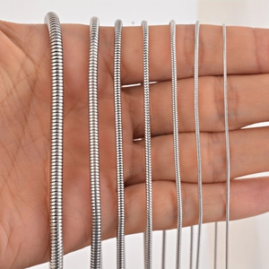 Snake Chain Necklace Stainless Steel Round Snake Bone Link Silver Color Glossy Fashion Jewelry Unisex Versatile Elegant