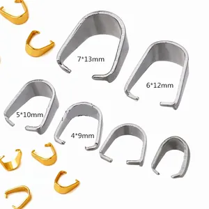 Pinch Bails 304 Stainless Steel Pendant Connectors DIY Jewelry Making Findings Necklace Attachment Polished Melon Seed Buckles