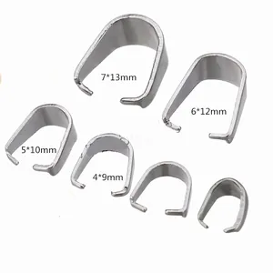 Polished 304 stainless steel pinch bails in six sizes for DIY necklace jewelry making