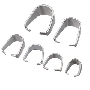 Set of 6 stainless steel pinch bails for pendant necklace making in various sizes