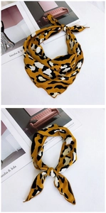 Leopard print leopard neck scarf with fine rolled edges and versatile styling options