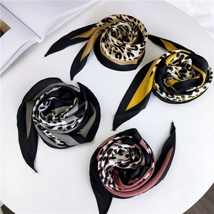 Chic leopard print silk scarves in four elegant colors for women's spring fashion accessories
