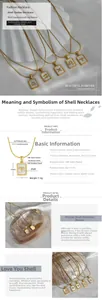 Detail of 18K gold plated stainless steel necklace with white shell zodiac pendant