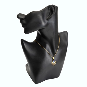 18K gold plated stainless steel necklace with blue evil eye sunburst pendant