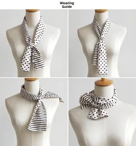 Guide de style pour foulard étroit à pois avec quatre façons de le nouer autour du cou
