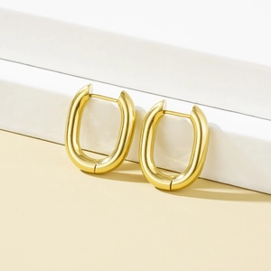 Boucles d'oreilles créoles en fer à cheval plaquées or 18 carats en acier inoxydable